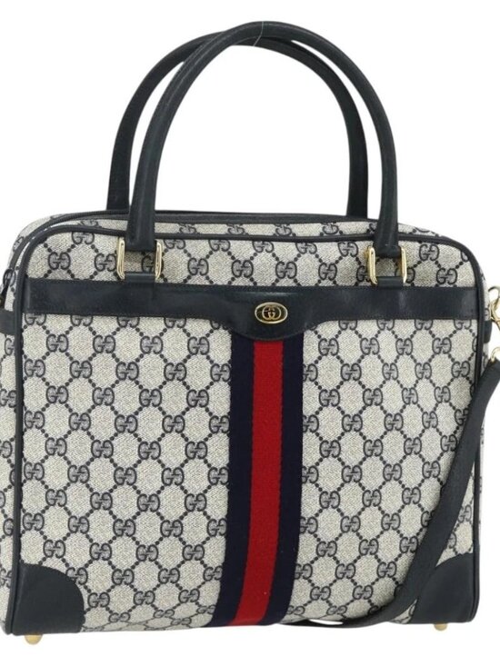 Gucci Handbags - GUCCI GG Supreme Sherry Line Hand Bag PVC 2way Navy Gold 904 02 015 Auth YKZ1353